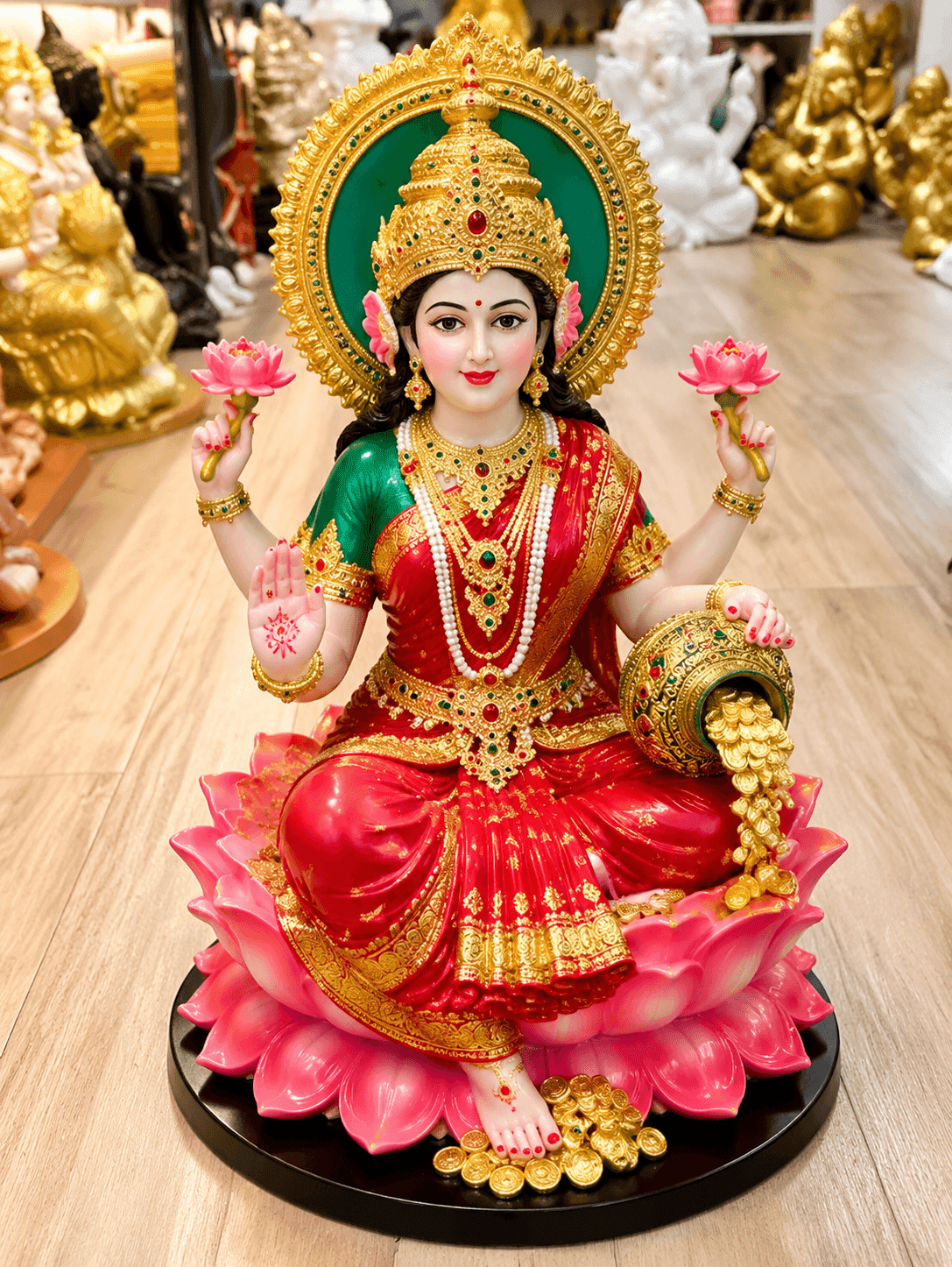 Lala G Royal Lakshmi Devi Idol with Golden Crown & Lotus Throne for Home & Puja Decor daily essentials & lifestyle