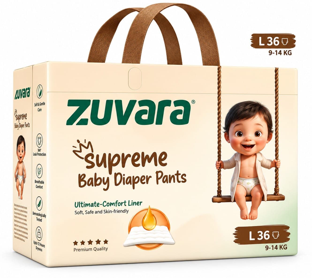 Zuvara ZUVARA Supreme Diaper Pants – Large (L), Pack of 36 pharmacy, fitness & surgical