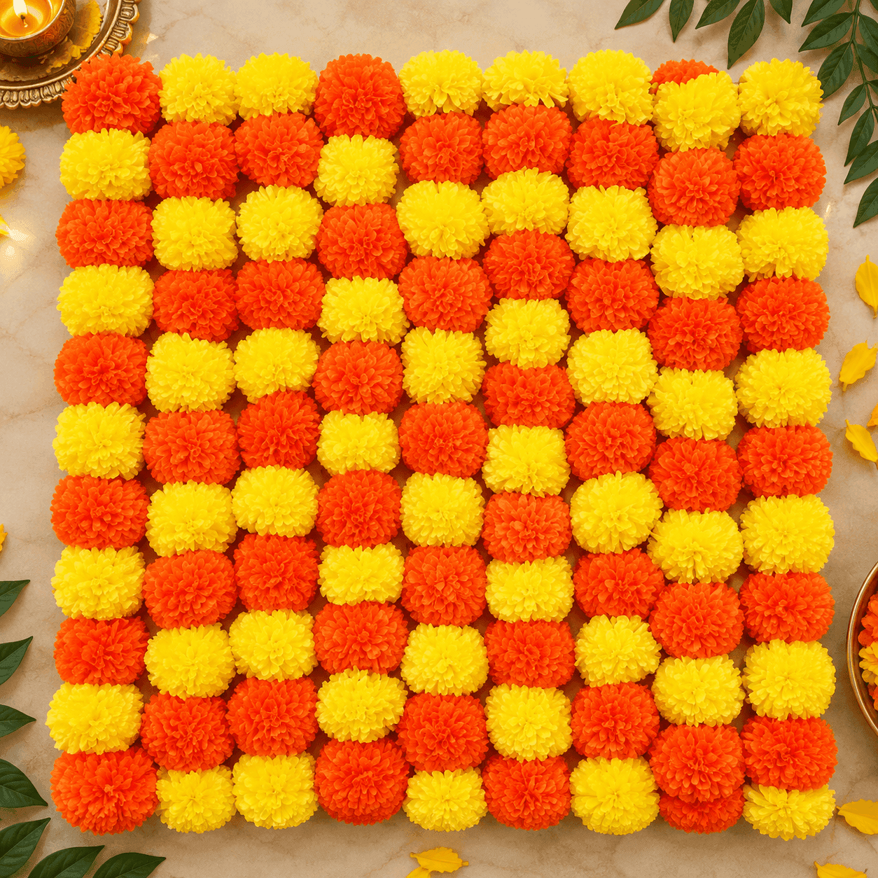 No Brand Red & Yellow Flower Garland – Traditional Festive Floral Mala 5 piece daily essentials & lifestyle — image 1 of 3