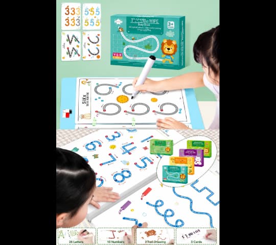 Trace and Wipe Busy Book for Early Childhood Education | Reusable Preschool Learning Activity Book