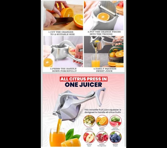 Manual Citrus Juicer Hand Press Lemon & Orange Juice Squeezer