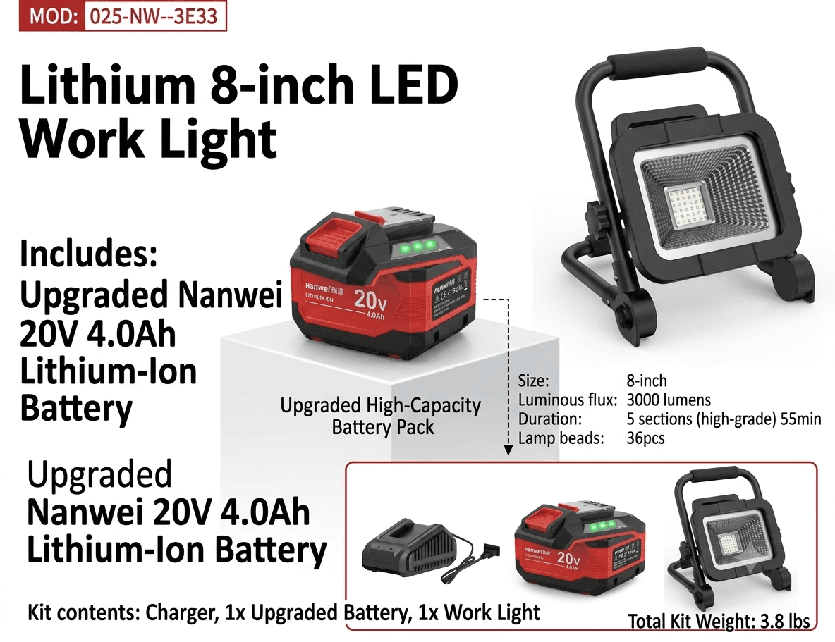 NANWEI NW-3E33-C Light – 20V Cordless LED Work Light