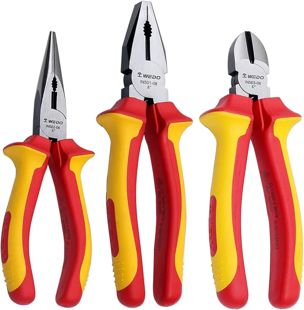 Deli Tools Insulated Pliers Set EDL512003T – Professional 3-Piece Electrician Hand Tool Set