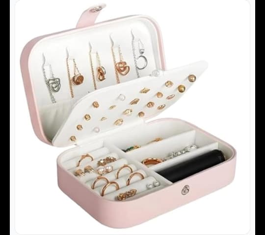 Portable PU Leather Multi-Layer Jewelry Storage Box with Mirror Organizer