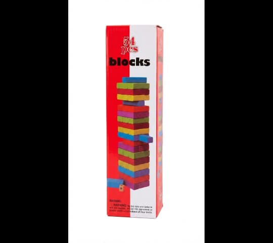 54 Pcs Color Tumble Tower Wooden Building Blocks Game for Kids