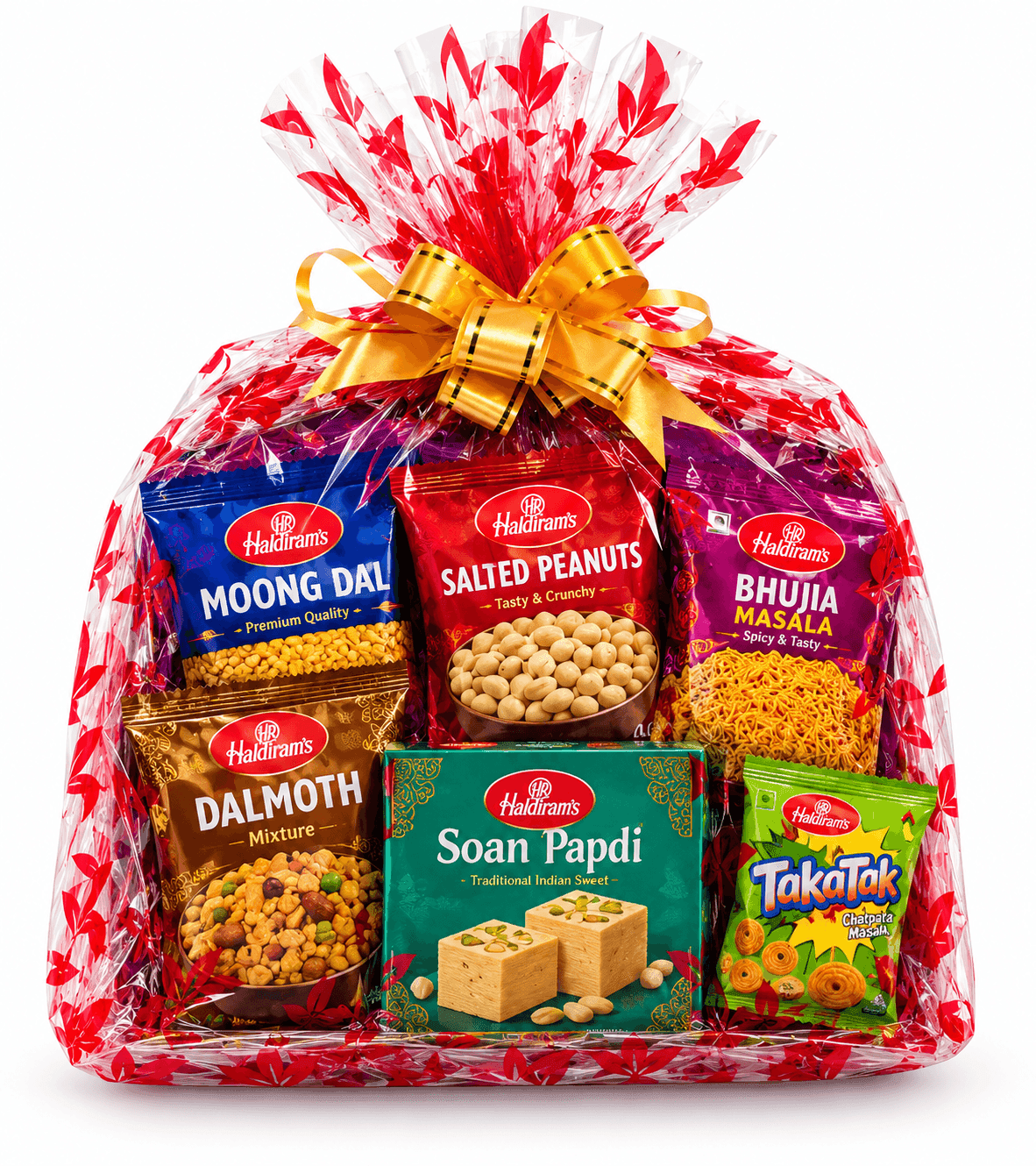 Haldiram’s Festive Snack & Sweet Combo Pack – Moong Dal, Salted Peanuts, Bhujia Masala, Dalmoth, Soan Papdi & TakaTak