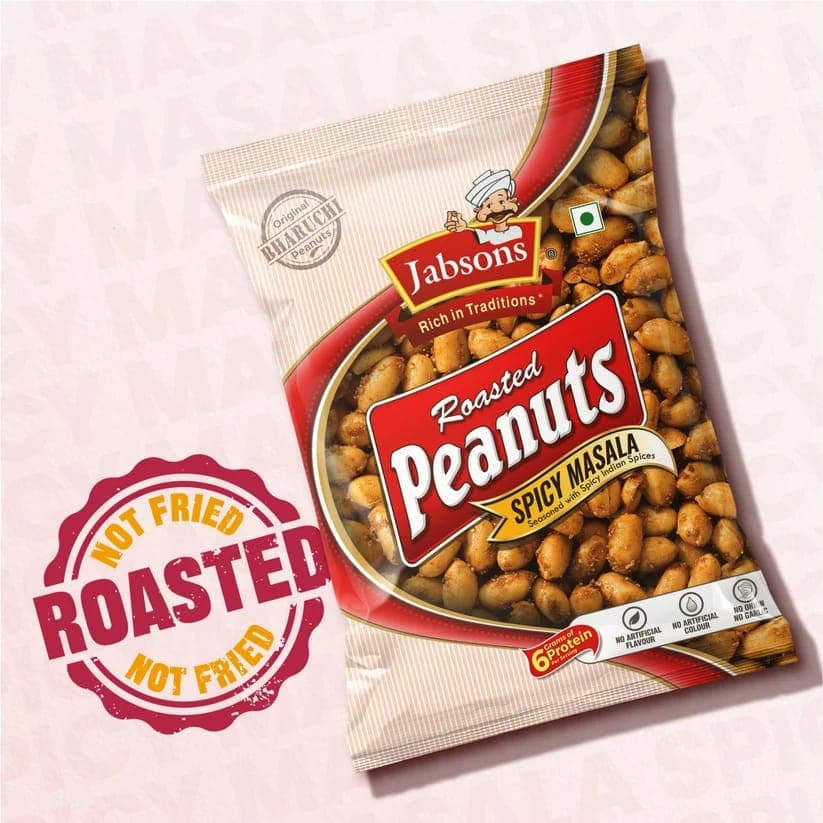 Jabsons Roasted Peanuts Spicy Masala 160g | Bold, Crunchy & Spicy Snack