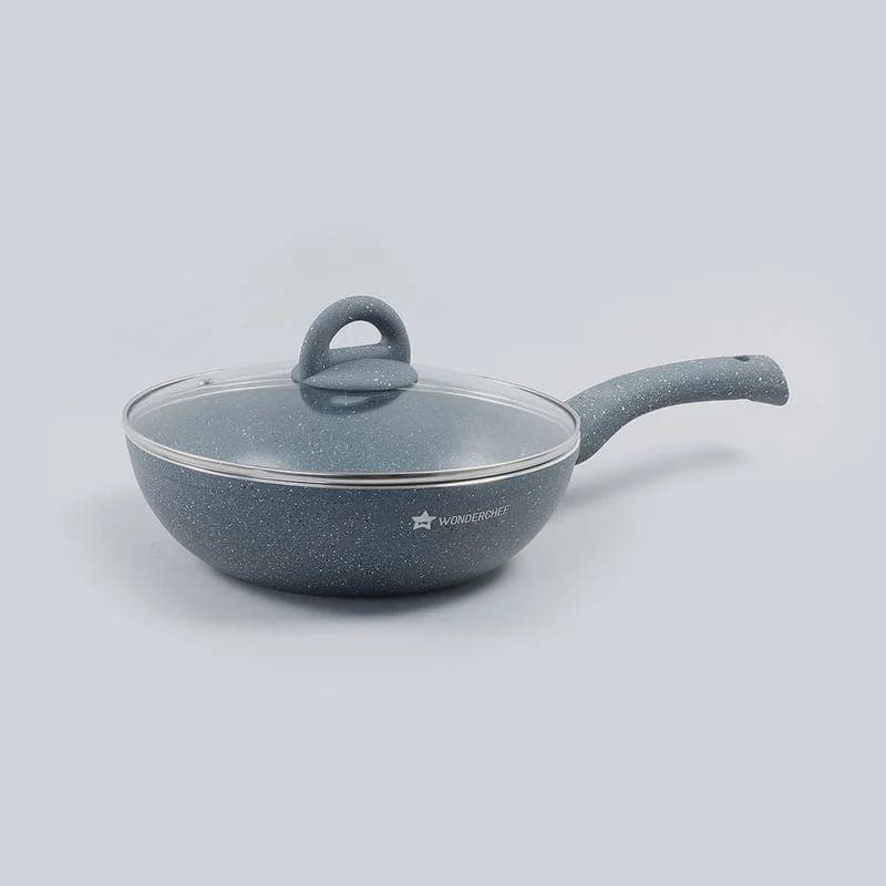 Wonderchef Wonderchef Granite 26cm Non-Stick Wok with Glass Lid | 3.1L | Induction Bottom | 3.5mm Virgin Aluminium | PFOA &… — image 1 of 8