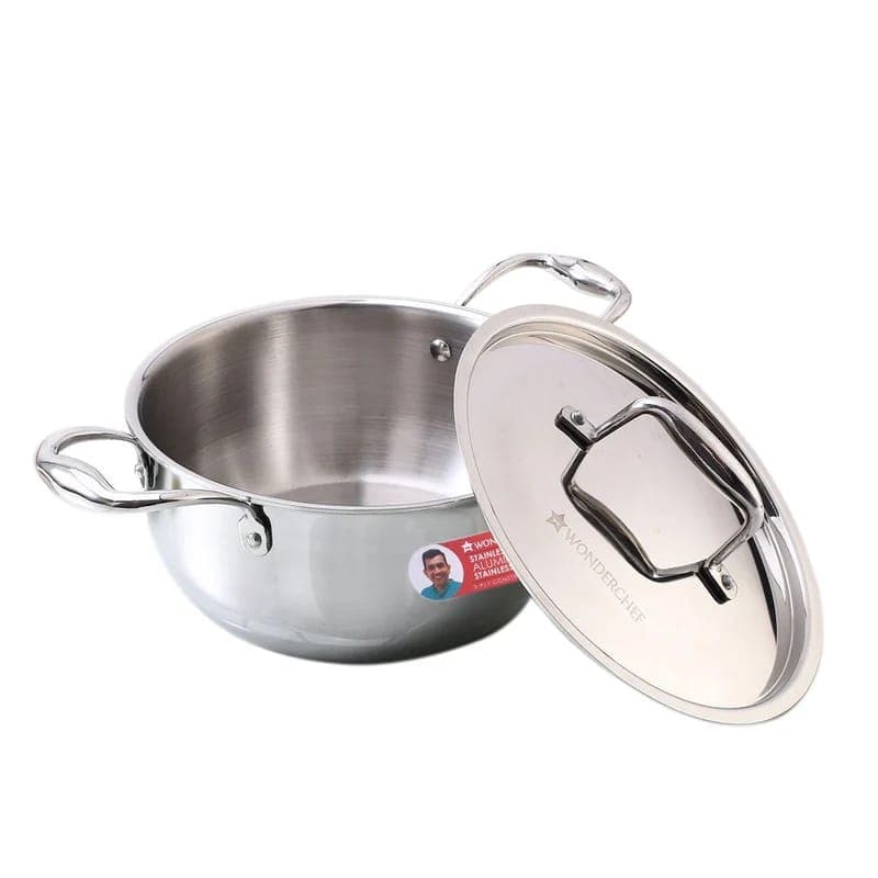 Wonderchef Wonderchef Premium Tri-Ply Stainless Steel 20cm Casserole 3L | Induction Base | All Cooktops | Cool-Touch Handle… — image 1 of 9
