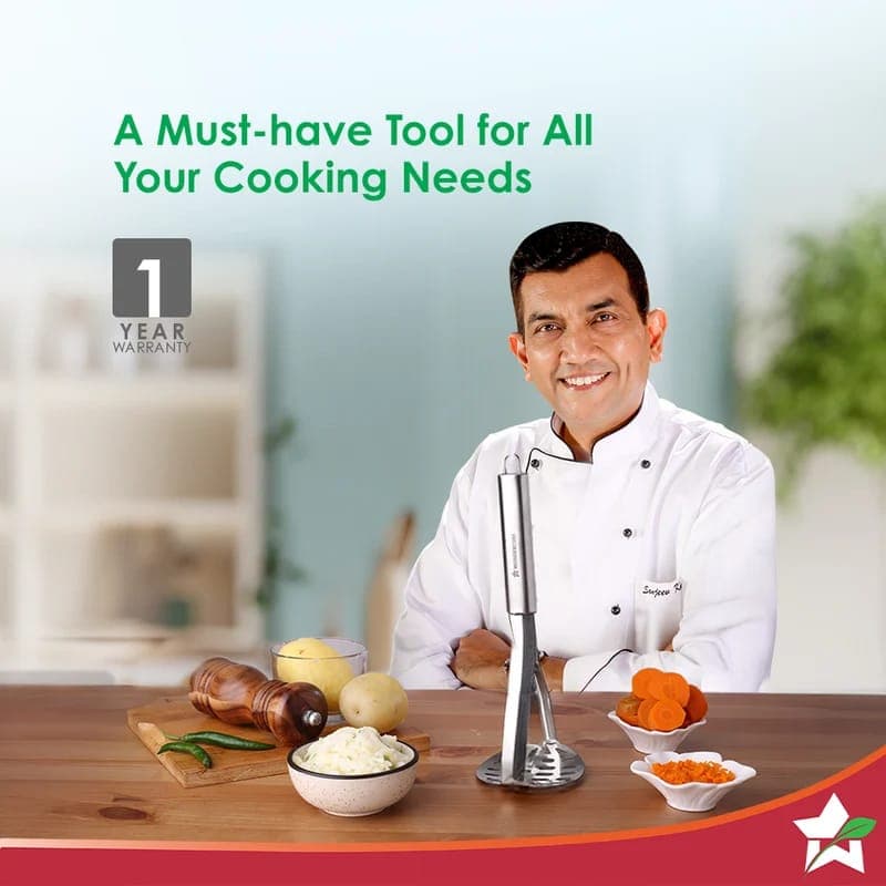 Ambrosia Potato Masher | Food-Grade Stainless Steel | Comfortable Handle | Multi-Purpose Kitchen Tool | 1-Year Warranty