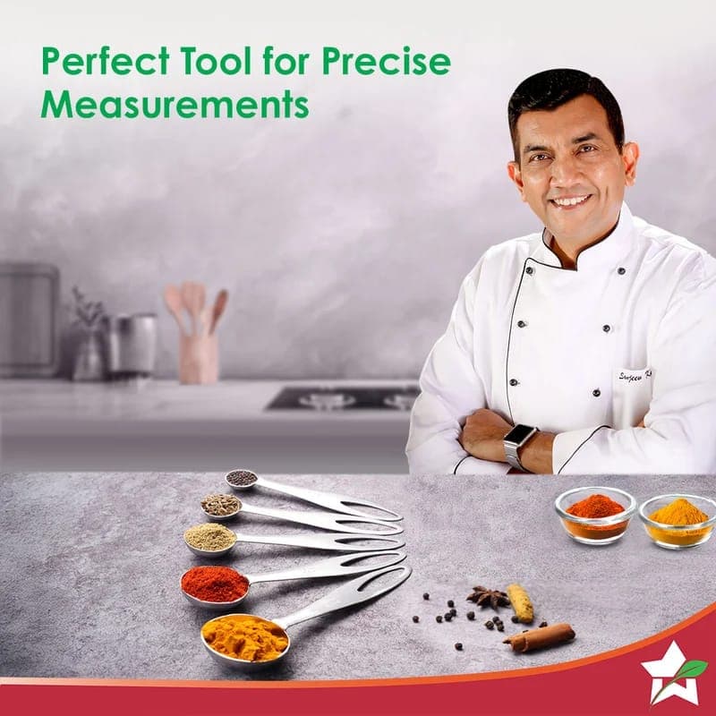 Wonderchef Ambrosia Stainless Steel Measuring Spoons Set of 5 | 1.25ml, 2.5ml, 5ml, 7.5ml & 15ml | Precise Cooking & Baking | 1-Year Warranty