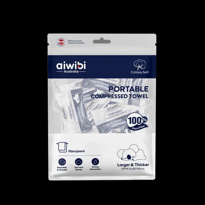 Aiwibi AIWIBI Portable Compressed Towel | Disposable Travel Face Towel | Compact & Convenient daily essentials & lifestyle — image 1 of 4