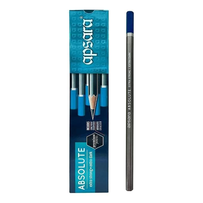 Apsara Absolute Extra Dark Pencils Pack of 10 | Smooth & Strong Writing Pencil