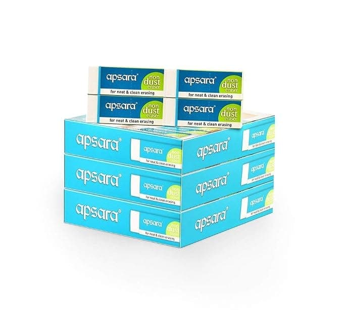 Apsara Non Dust Jumbo Erasers | Dust-Free Eraser | Pack of 20