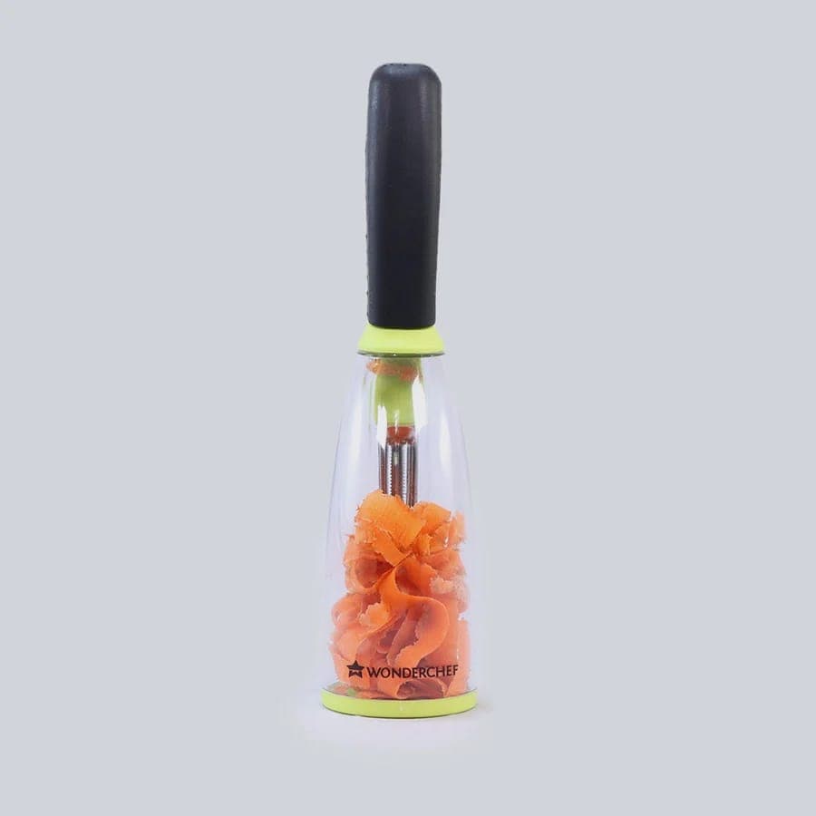 Wonderchef Smart Multifunctional Vegetable & Fruit Peeler with Container | Sharp Stainless Steel Blade