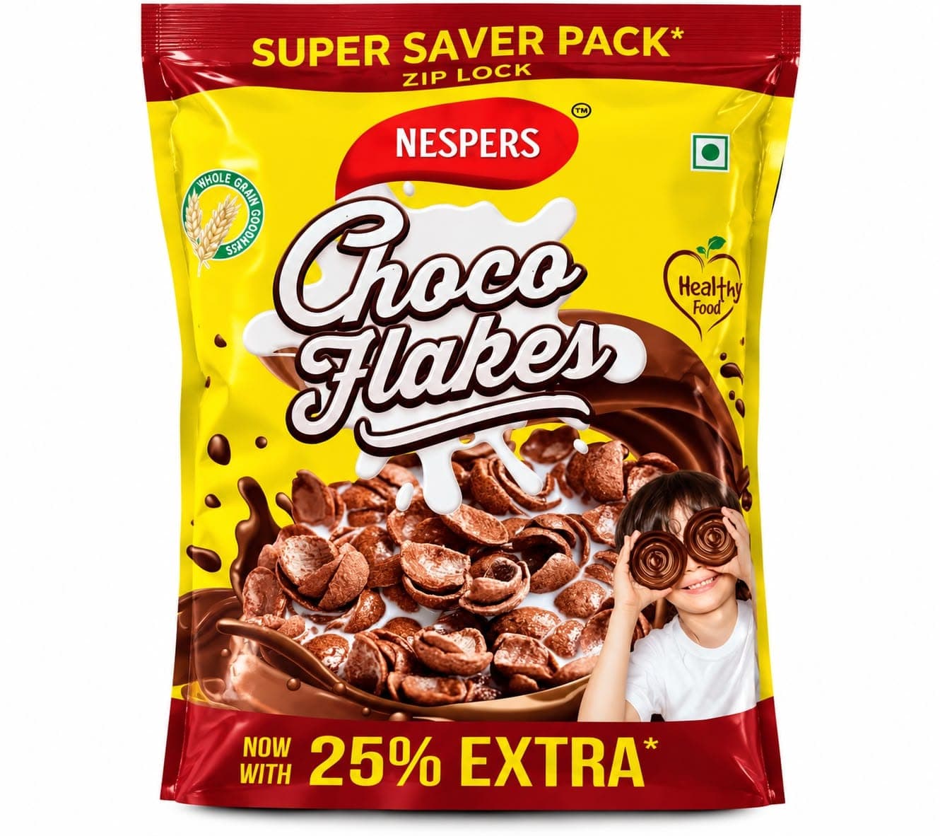Nespers Choco Flakes 1.2 KG | Chocolate Flavoured Breakfast Cereal | Crunchy & Delicious