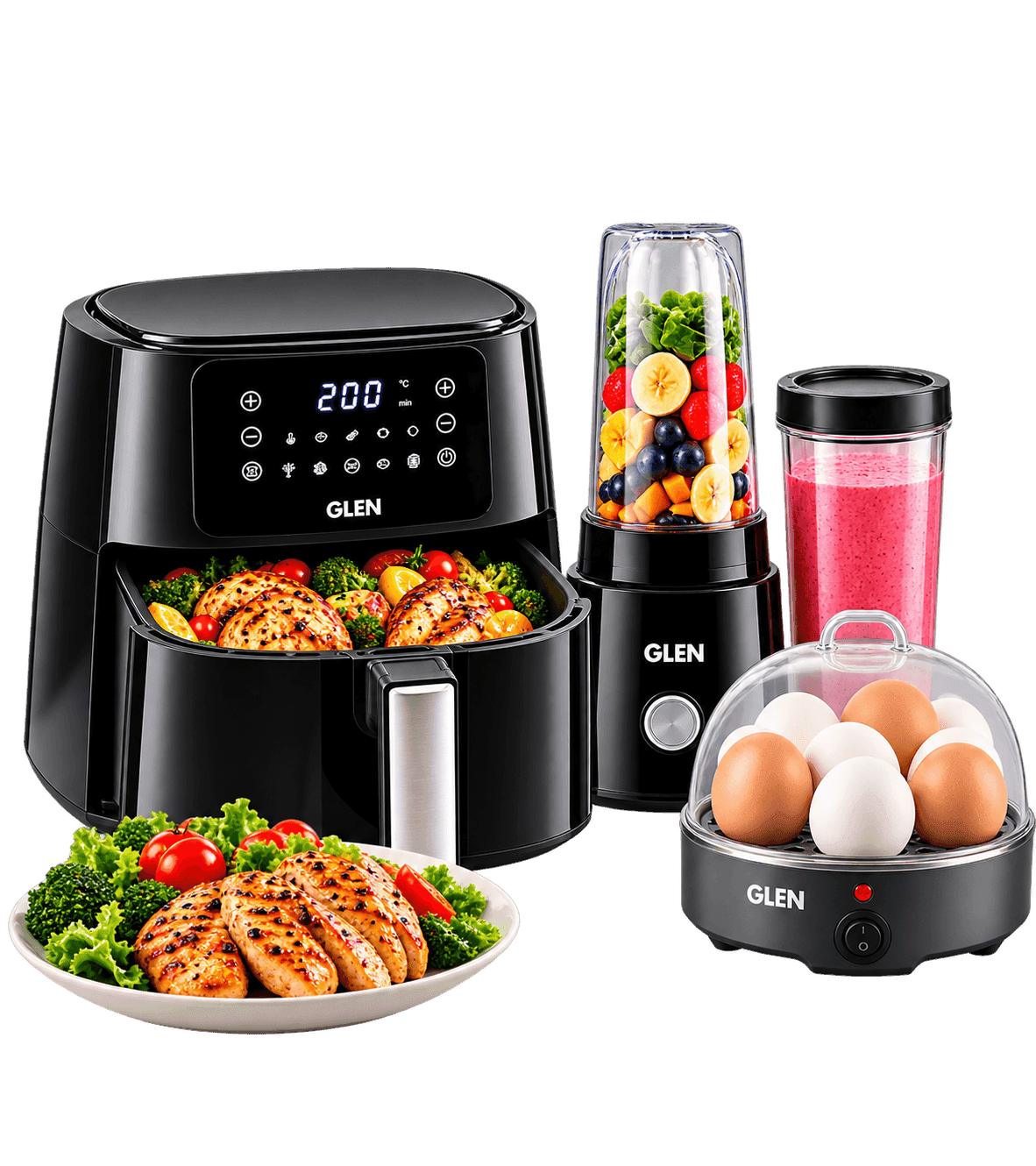 GLEN Glen Air Fryer, Blender & Egg Boiler Kitchen Combo electronics