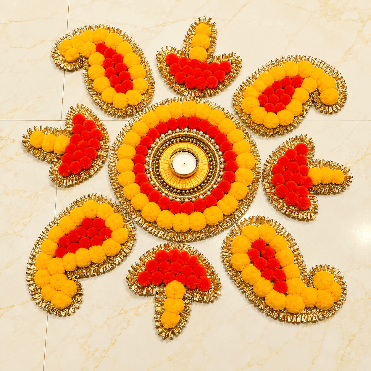 Decorative Orange & Yellow Diya Rangoli Set daily essentials & lifestyle