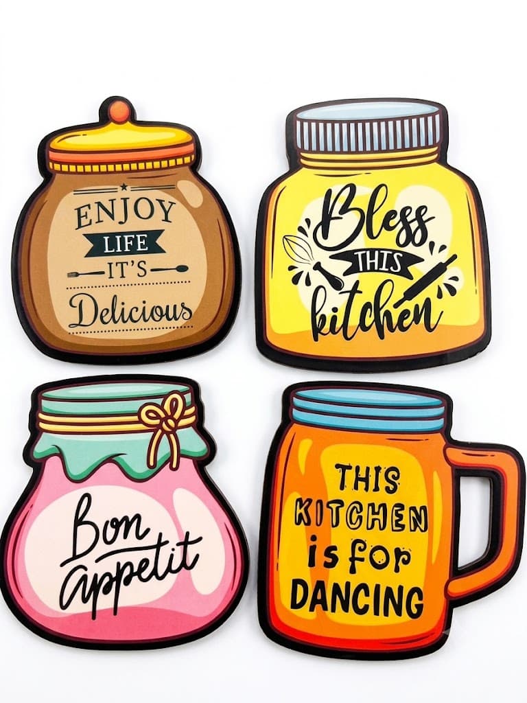 Kitchen Wall Hanging Decor Set | Coffee Mug & Jar Decorative Wall Plaques (4 Pieces)