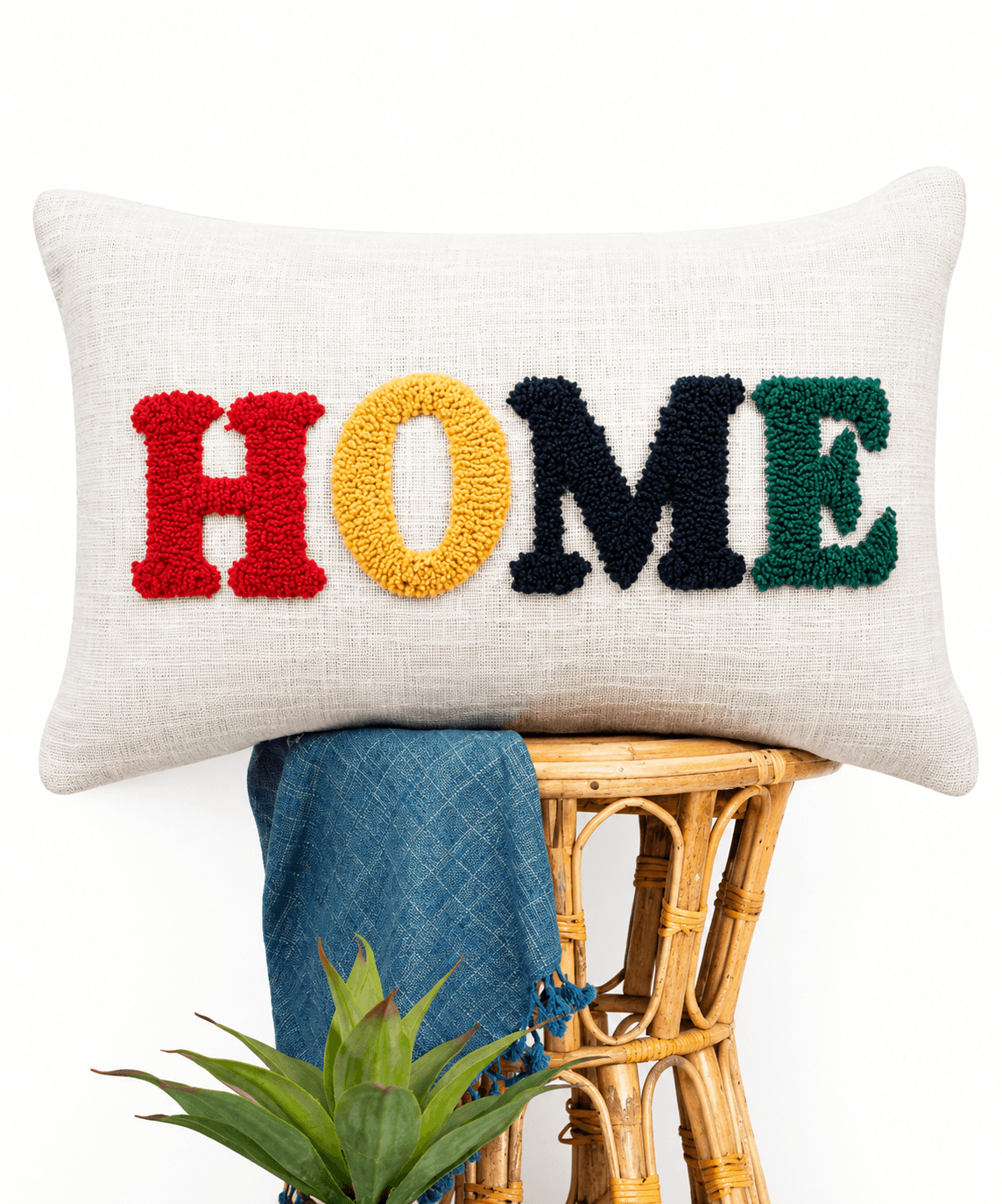 HOME Tufted Decorative Cushion Cover – Multicolor Embroidered Throw Pillow Cover for Sofa, Bed & Living Room