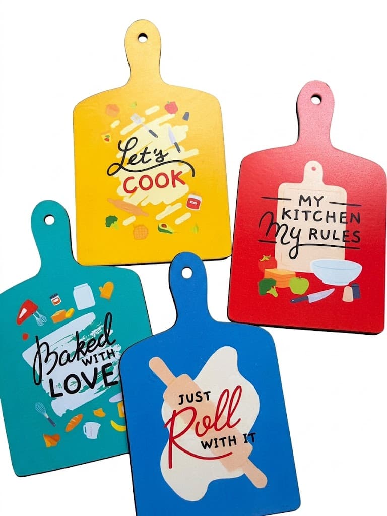Kitchen Wall Hanging Decorative Plaques Set | Inspirational Kitchen Quotes Wall Decor (4 Pieces)