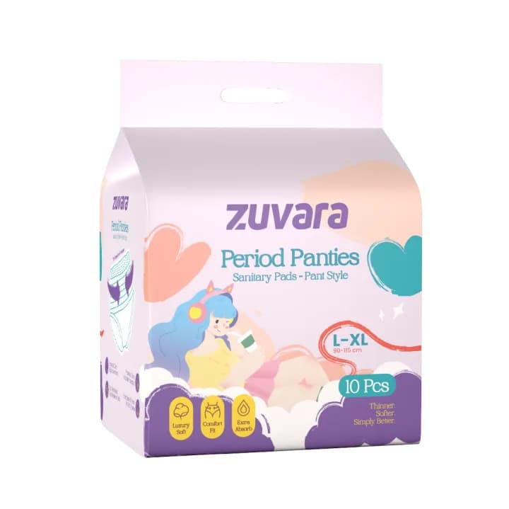 Zuvara Disposable Sanitary Period Panties L-XL (10 Pcs) for Comfortable Leak Protection